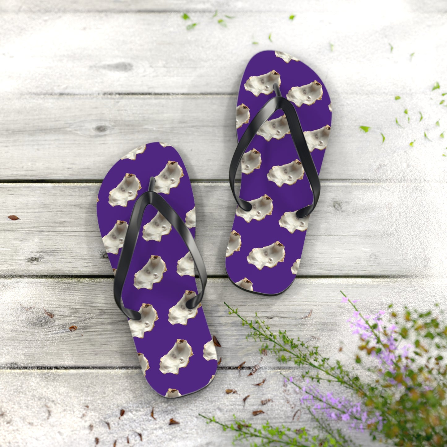 Flip Flops - White Pearl Oyster, purple