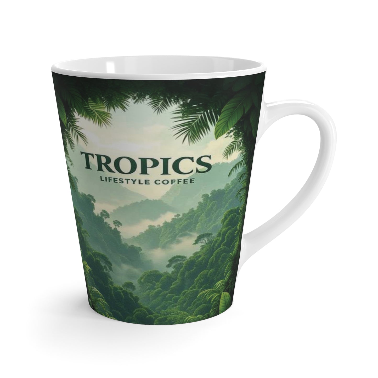 Latte White Mug - Rainforest Vista / TLCoffee Logo