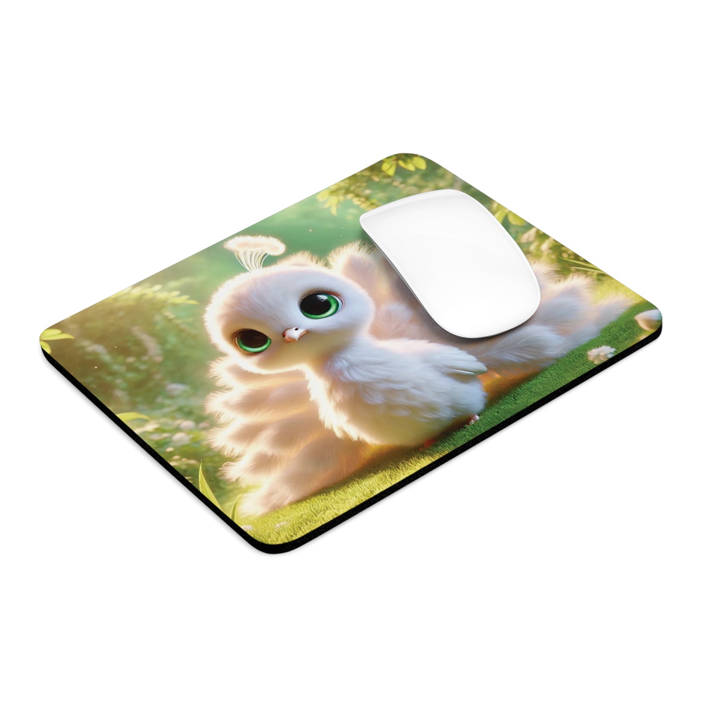 Tropical Mouse Pad, 2 Shapes - Beach Vibes for Home Office & Gamer / Baby White Peacock
