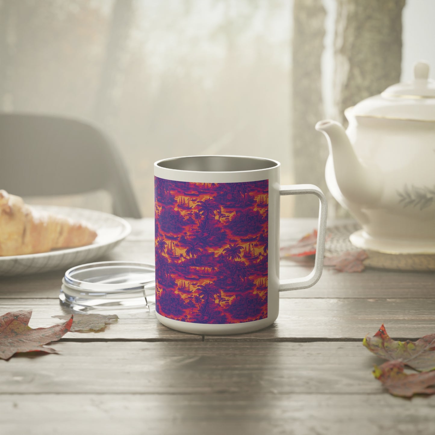 Tropical Insulated Coffee Mug, 10oz / Crazy Cool Tropical Toile