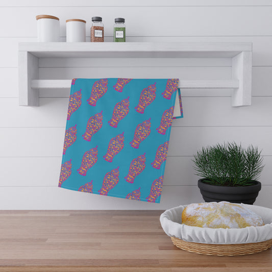 Tea Towels (cotton, poly), Heatwave Ginger Jar repeat turquoise