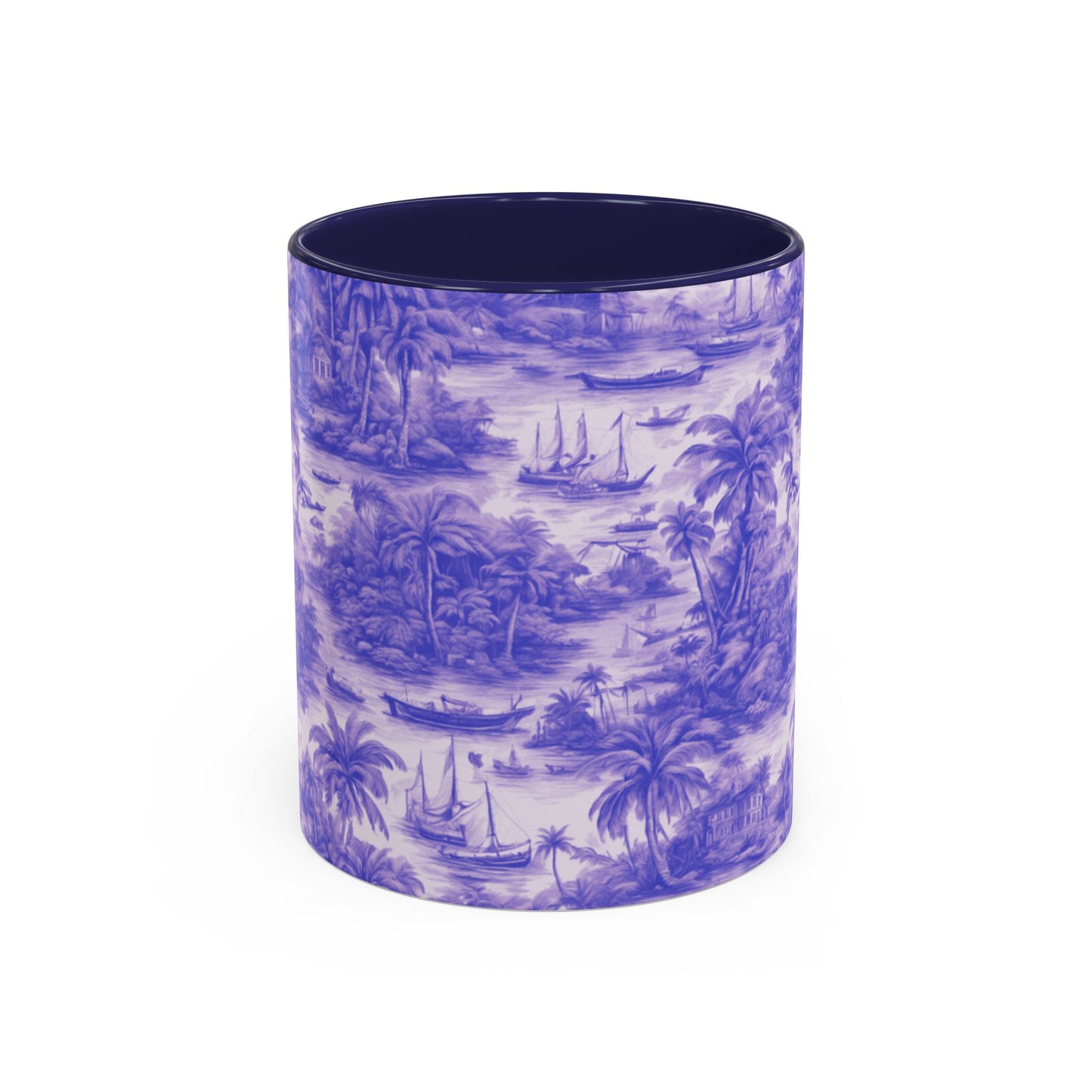 Accent Coffee Mug (11, 15oz), 8 Colors - Tropical Toile #1, purple