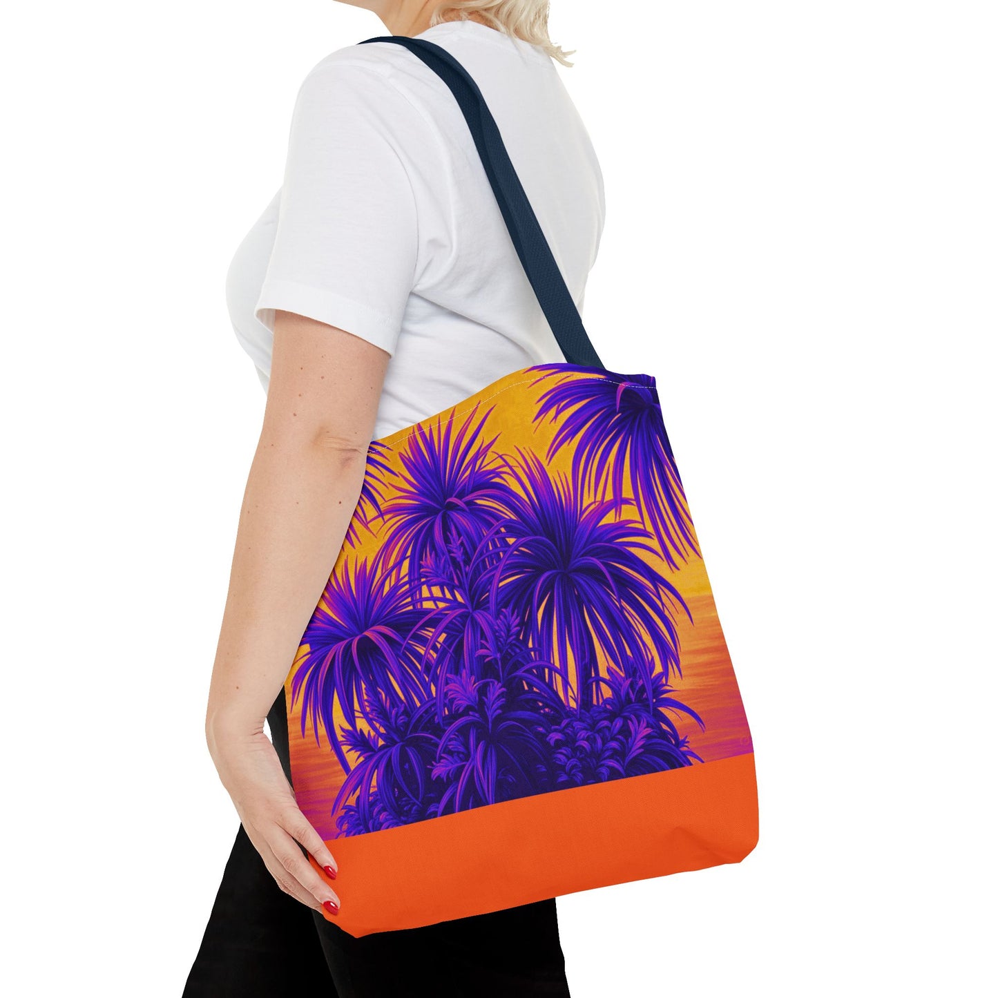 Tiny Palm Island Pop/Orange Tote Bag - 3 Sizes