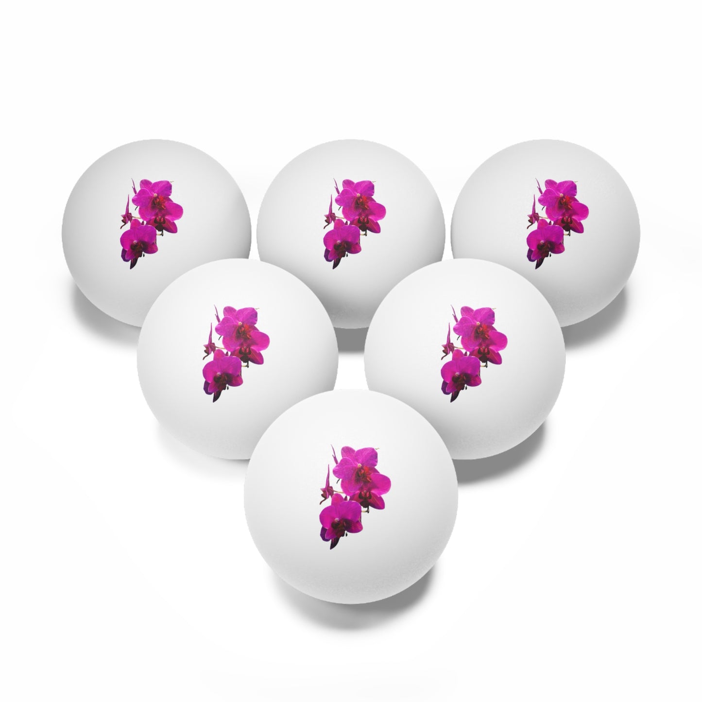 Tropical Paradise Ping Pong Balls - 6 Pack with Hot Pink Orchids