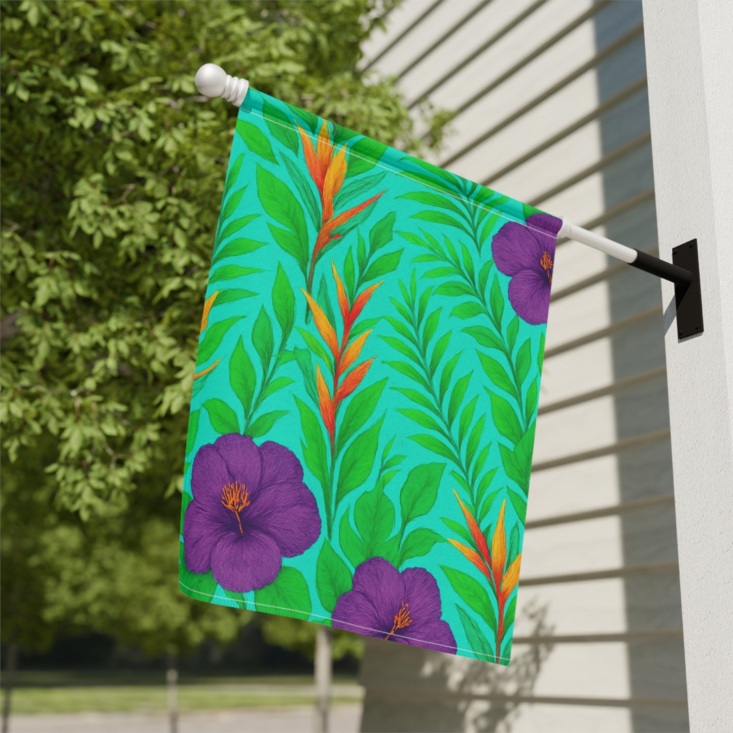 Tropical Garden Flag - Perfect for Outdoor Decor / Midnight Flower, Turquoise