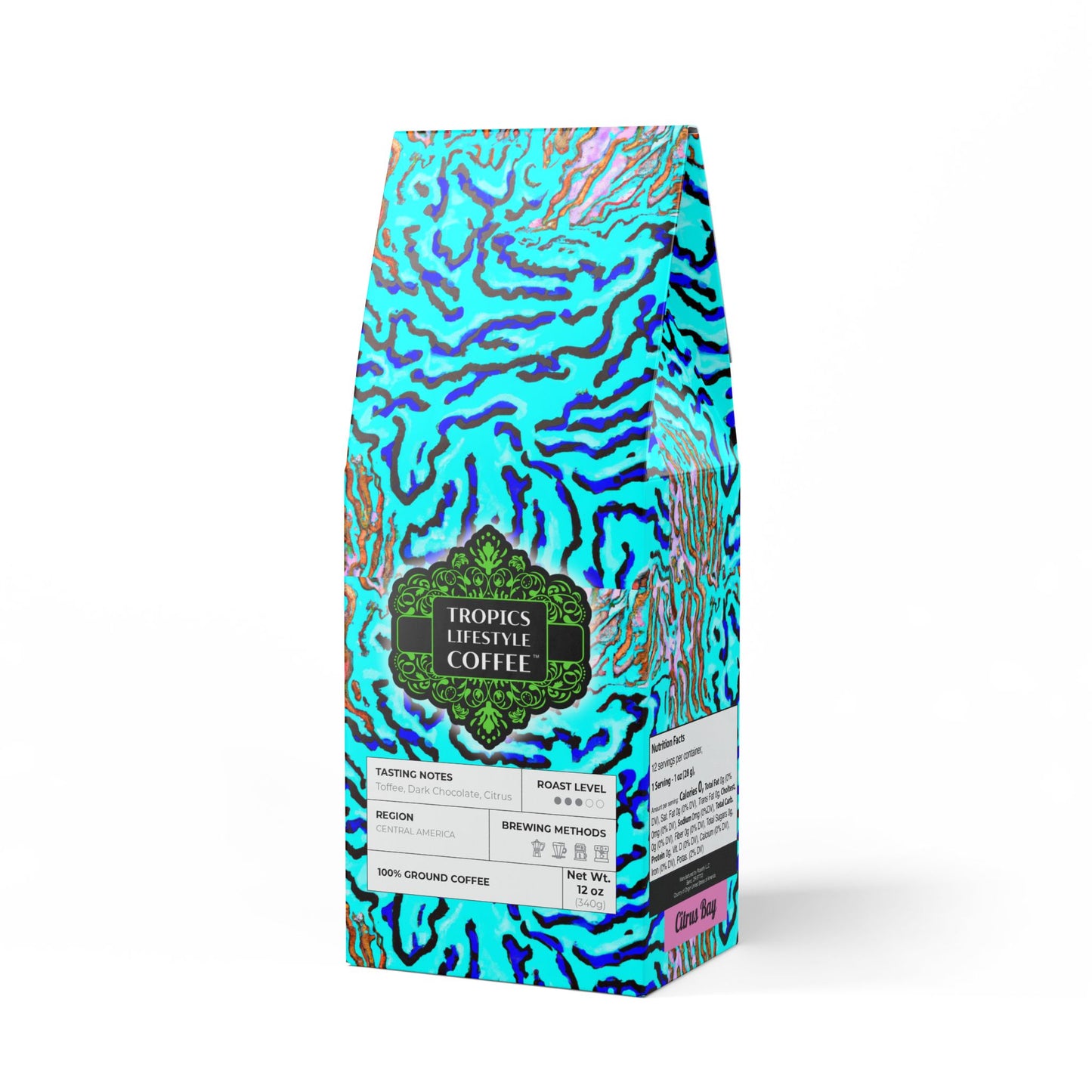 Citrus Bay Blend™ (Medium Roast) Specialty Grade Craft Coffee / Wild Coral Reef, Turquoise