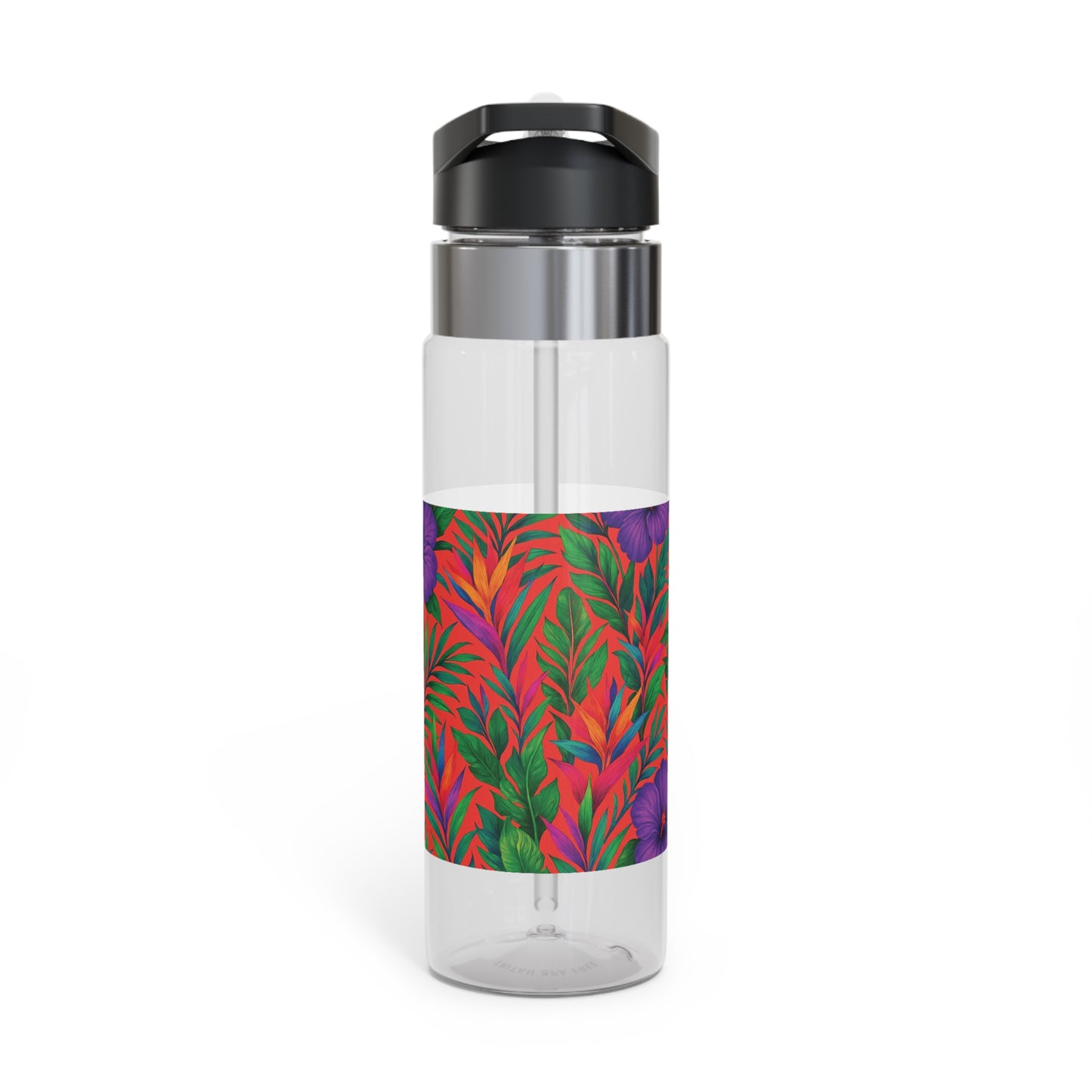Tropical 20oz Tritan Sport Water Bottle -  Leakproof, Lightweight, BPA-Free / Midnight Flower Coral
