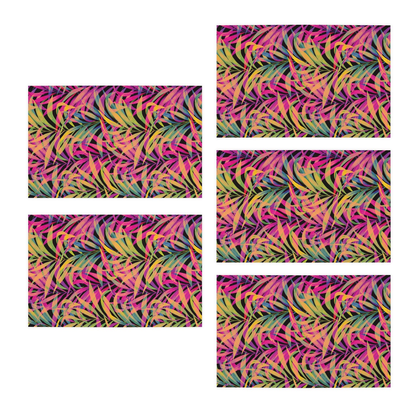 Tropical Multi-Design Greeting Cards | 5-Pack for All Occasions / Rainbow Fronds