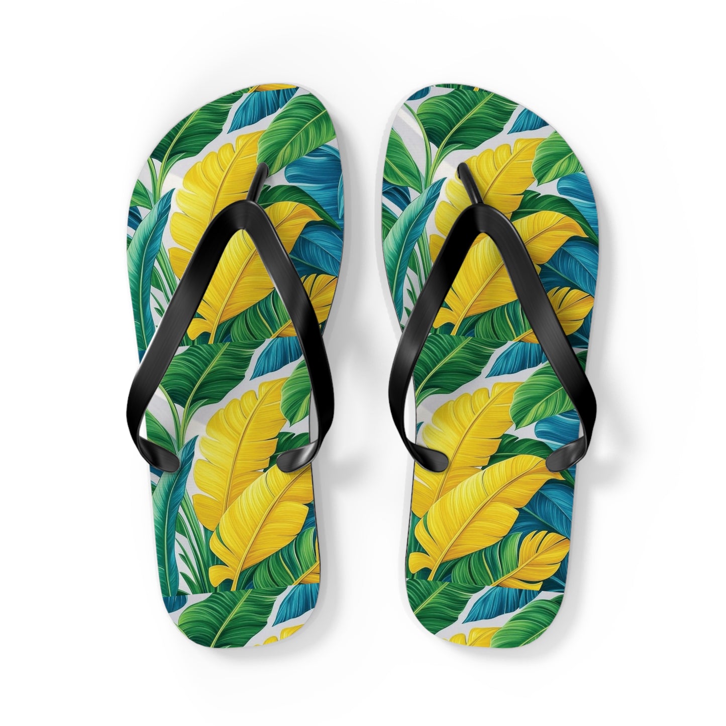 Flip Flops - Yellow Tropical Leaves