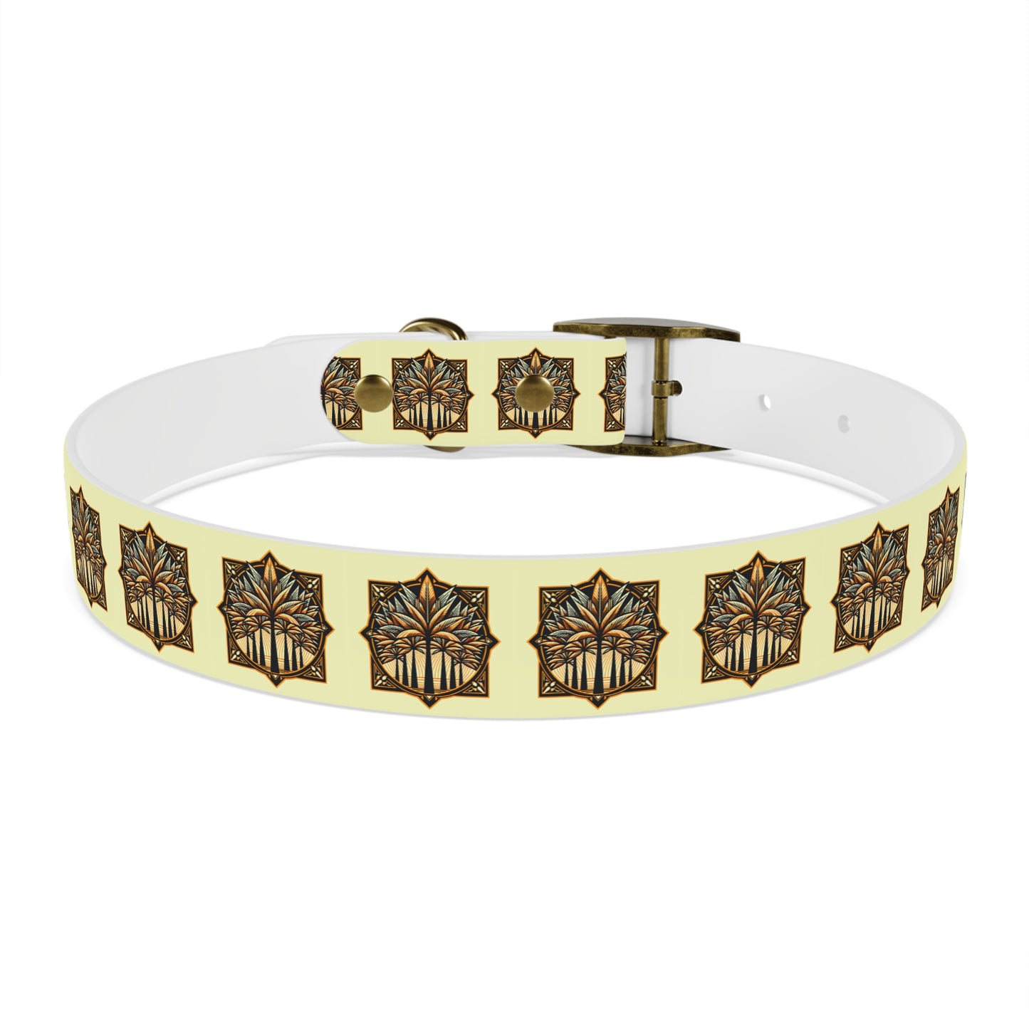 Dog Collar - Deco Palm Trees, Buttercream