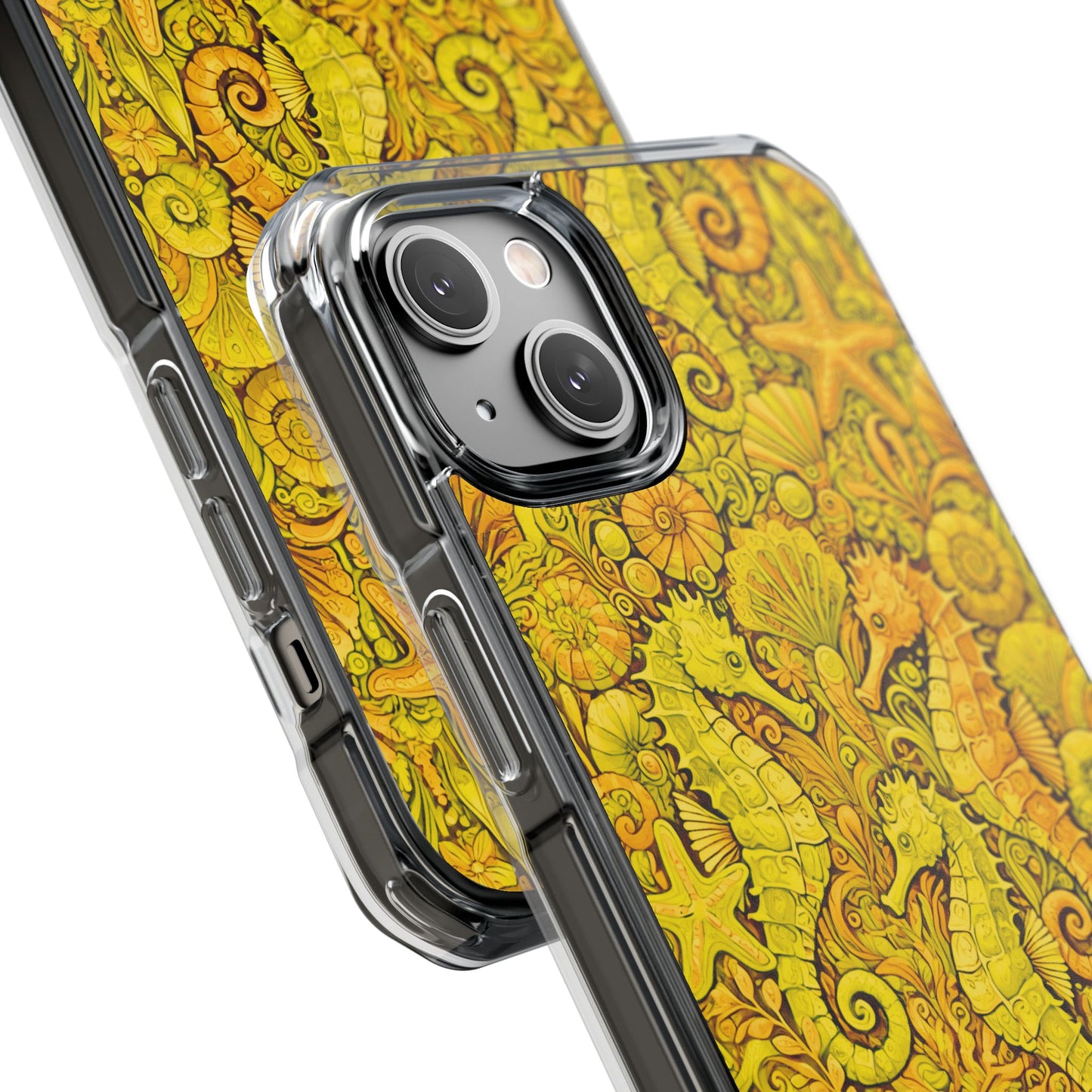 Seahorses/Yellow Magnetic Clear Phone Case, Many Models