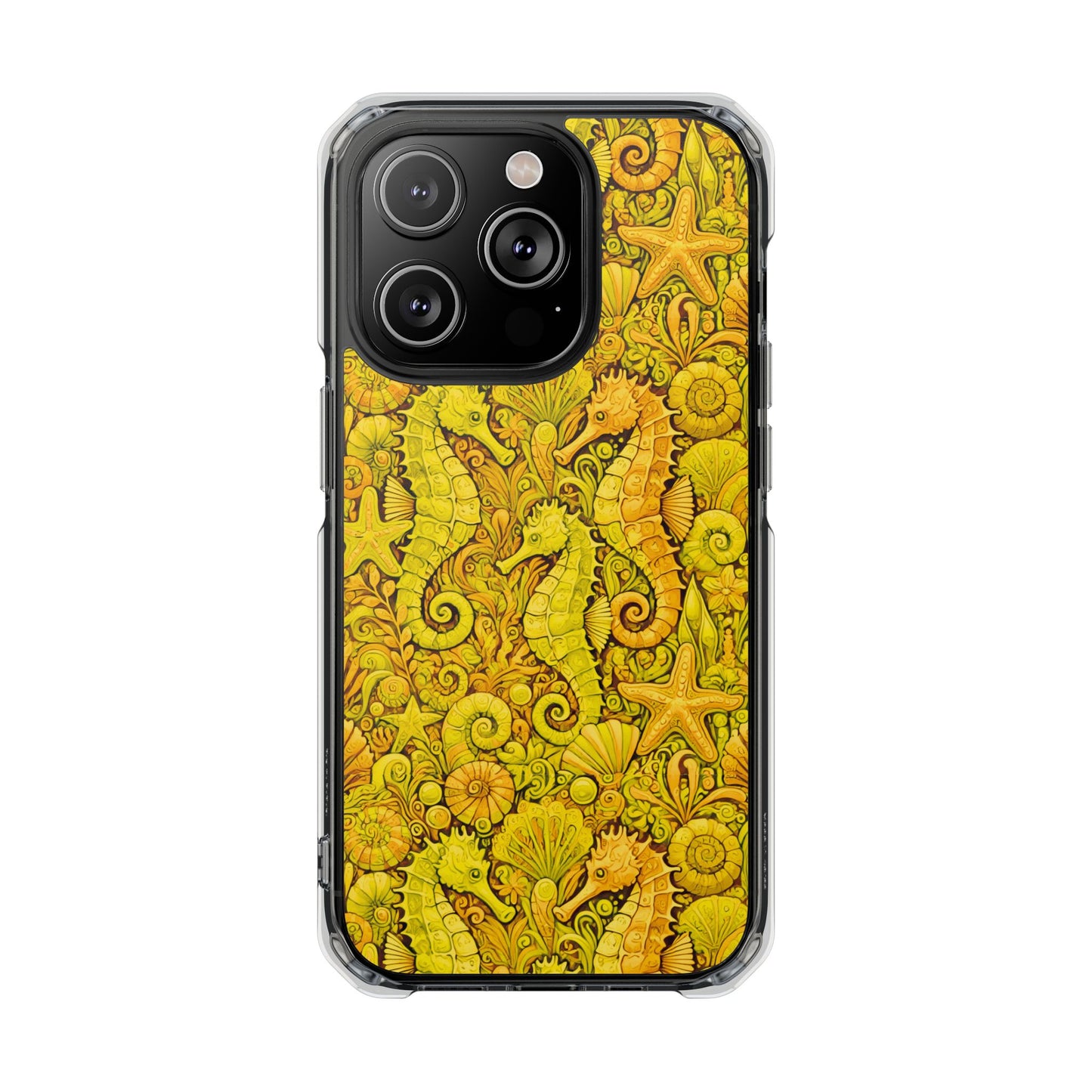 Seahorses/Yellow Magnetic Clear Phone Case, Many Models