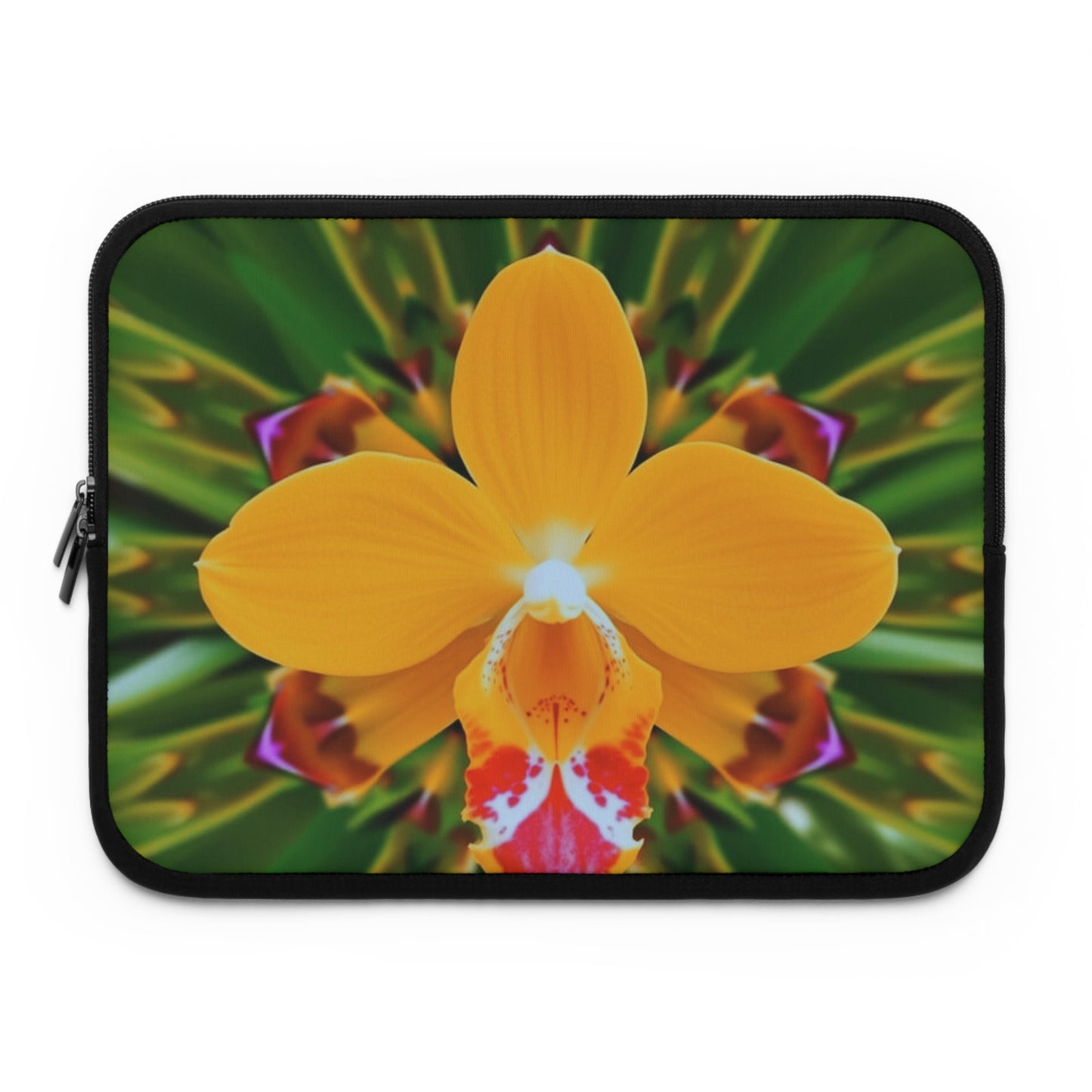 Tropical Laptop Sleeve, 5 Sizes - Perfect for Beach Lovers & Students / Kaleido Orange Orchid