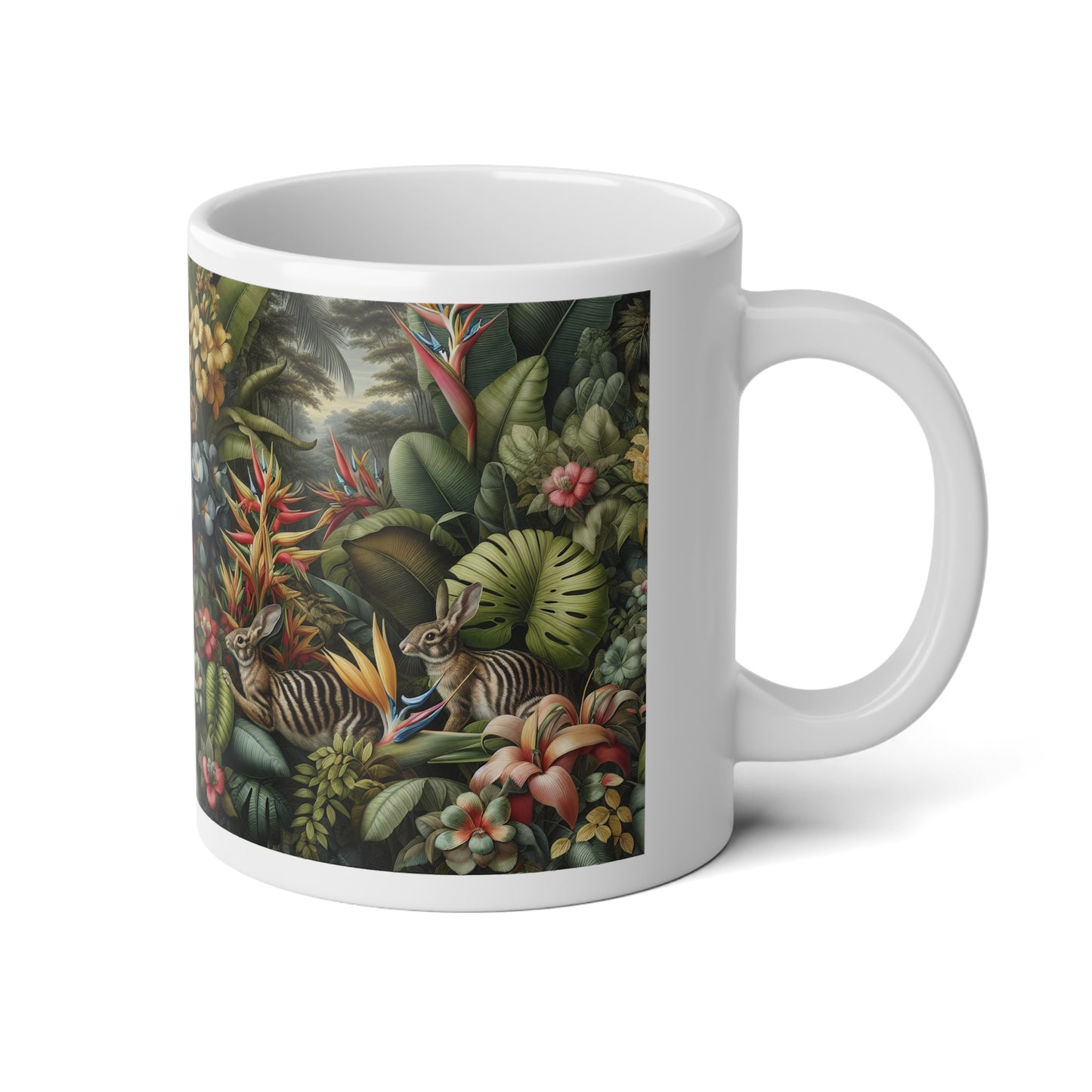 Jumbo Mug, 20oz, Rainforest Rabbit Outing | Tropical Coffee Cup