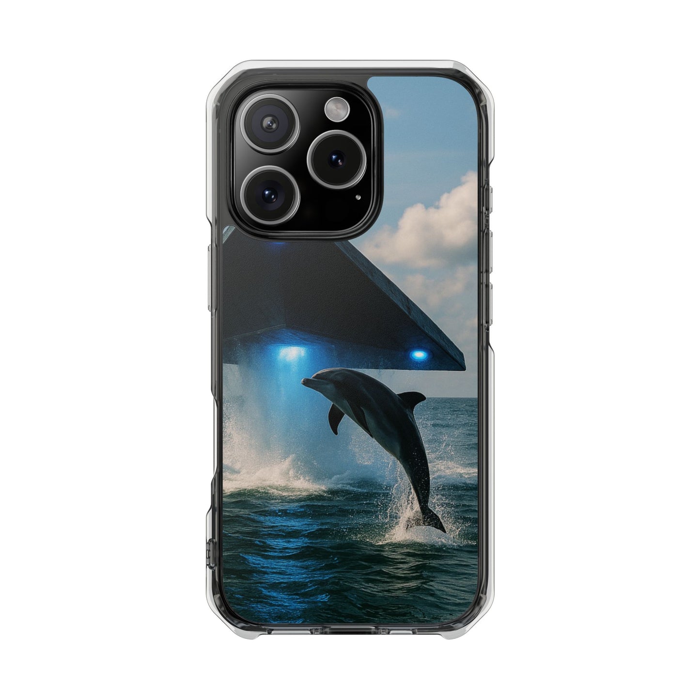 UFO and Dolphin Magnetic Clear Phone Case, Many Models