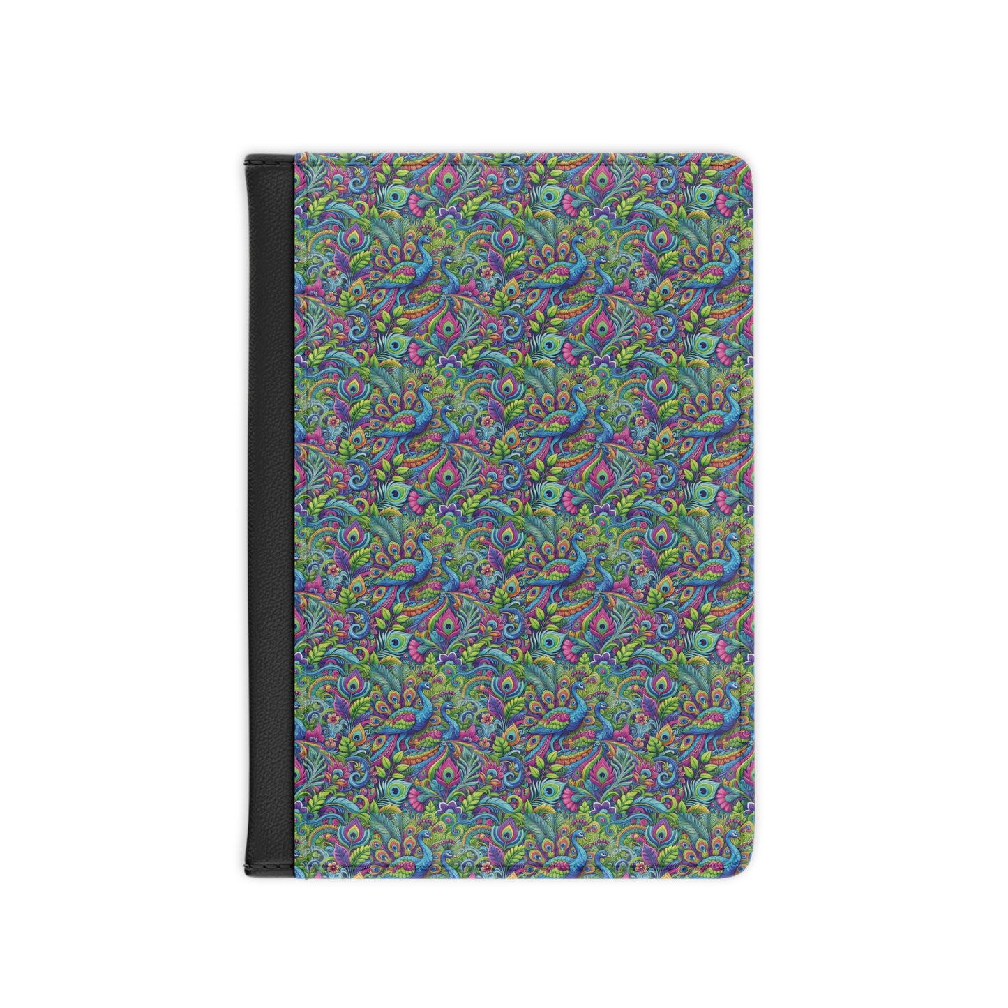 Tropical Passport Cover, Faux Leather - RFID blocking for travel security / Peacock Prism, Repeat