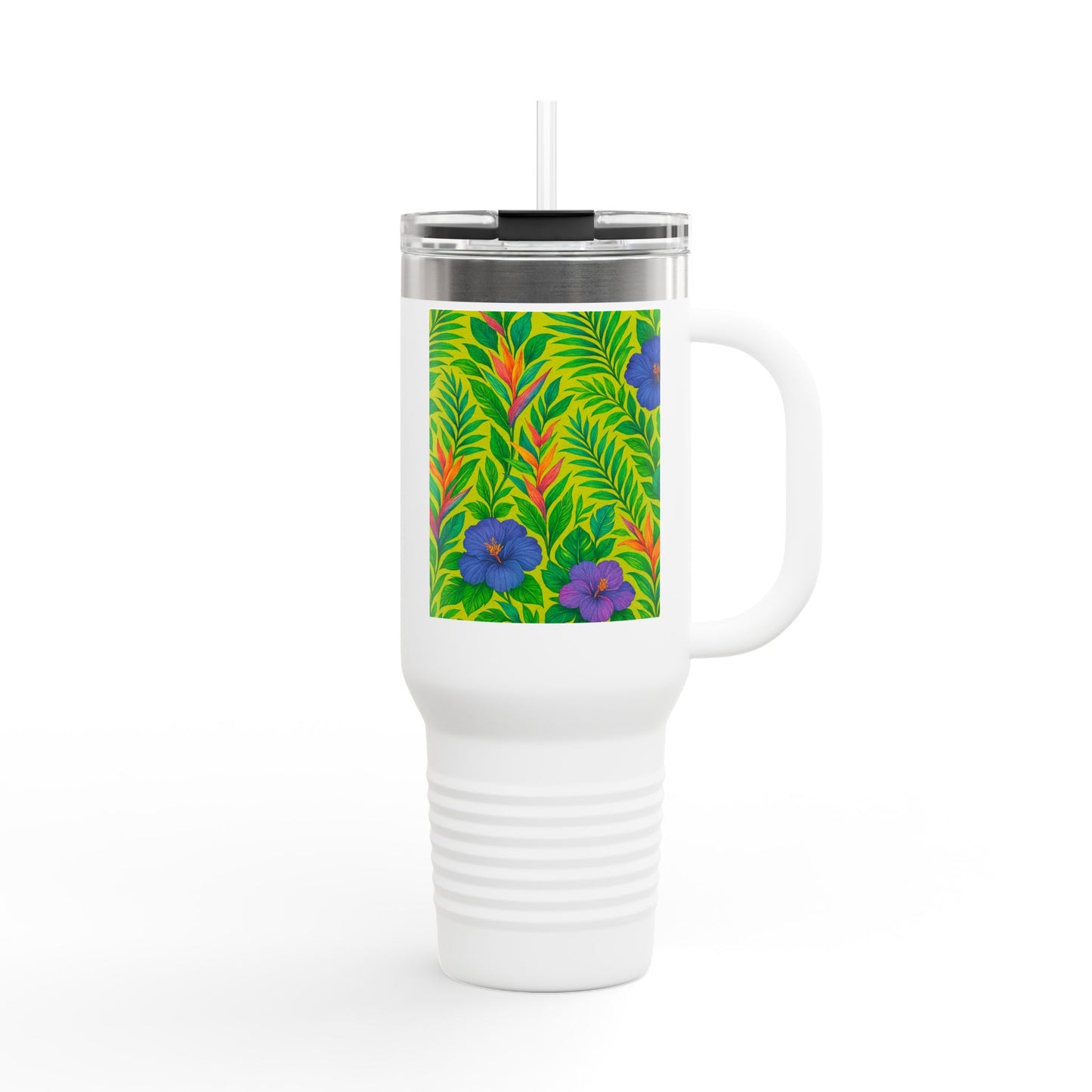Midnight Flower Lime Insulated Travel Mug - 40oz - Perfect for Outdoor Adventures