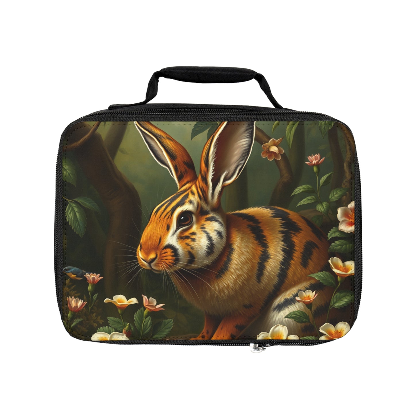 Striped Sumatran Rainforest Rabbit Lunch Bag - Eco-Friendly Insulated Tote, Adult and Child Lunchbox / Perfect for Picnics, Beach Outings