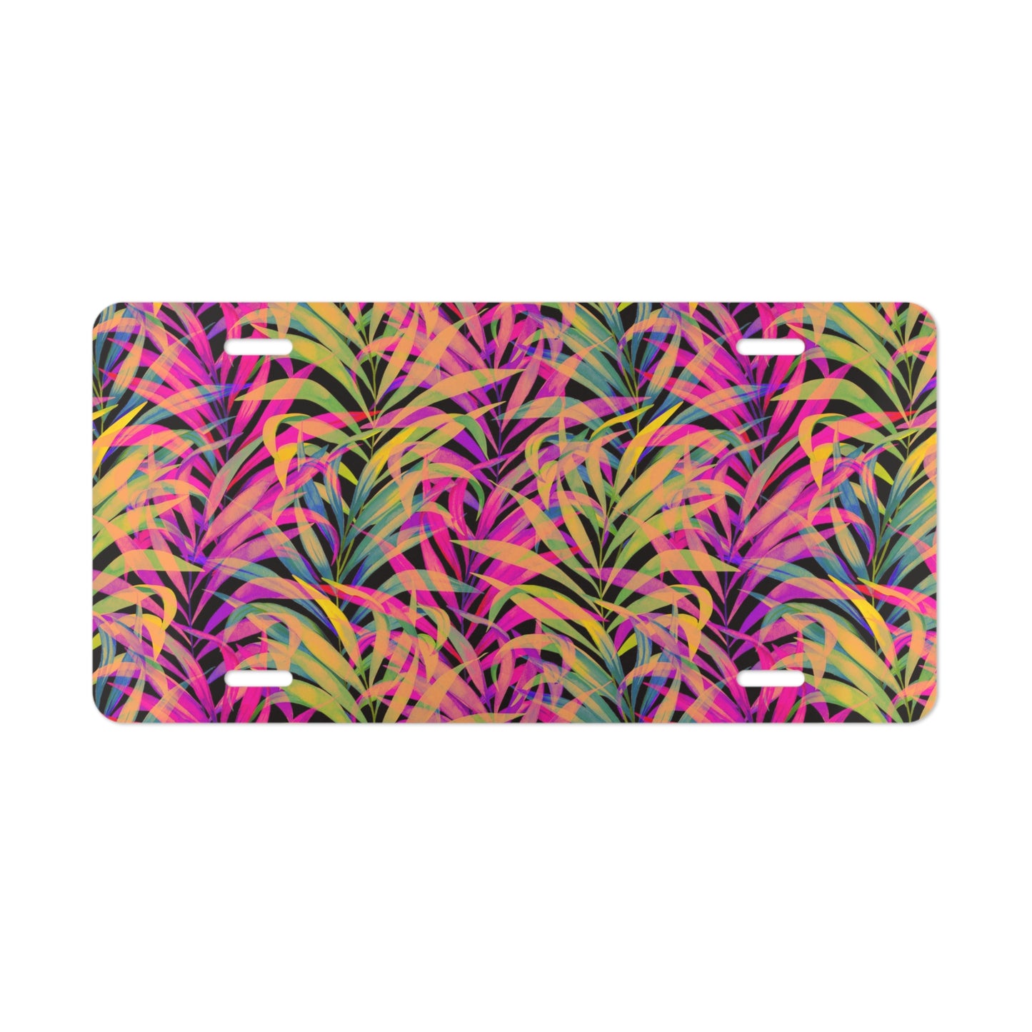 Rainbow Fronds Vanity Plate - BotanicalTropical Design for Cars, Trucks, and Decor