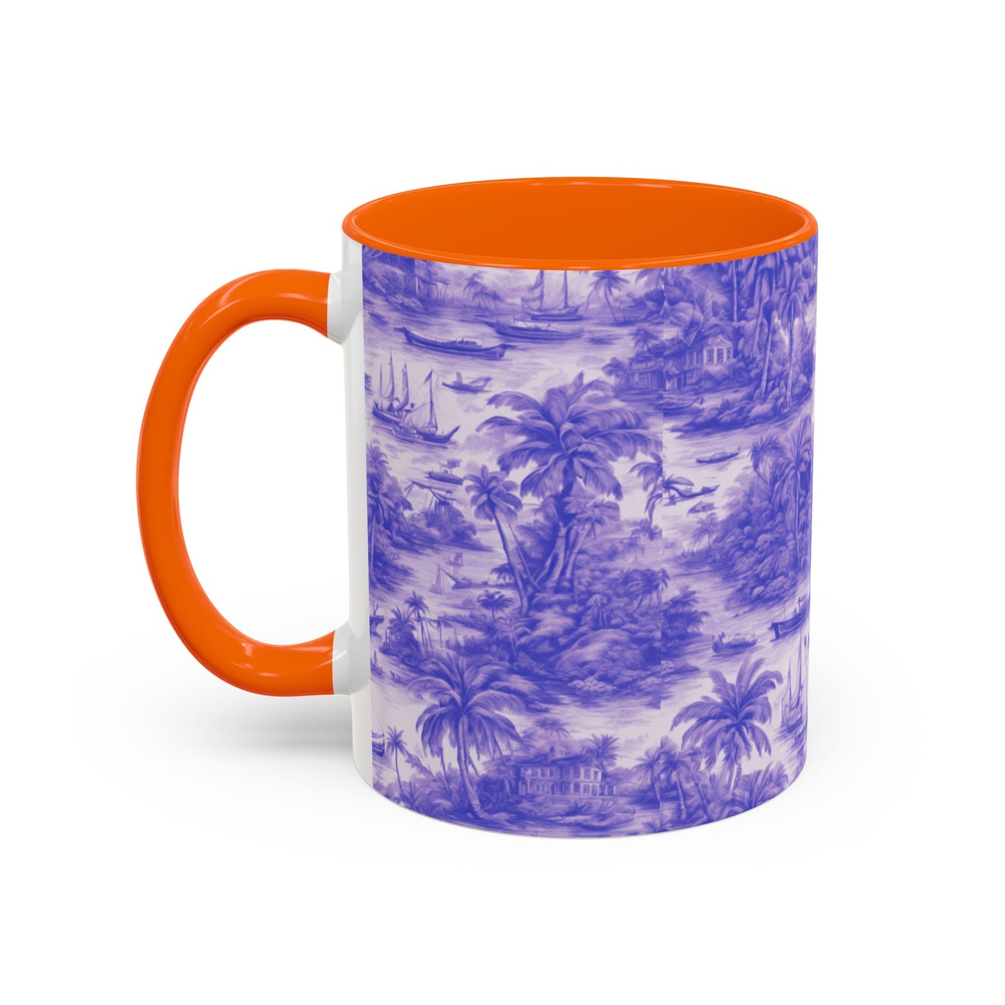 Accent Coffee Mug (11, 15oz), 8 Colors - Tropical Toile #1, purple