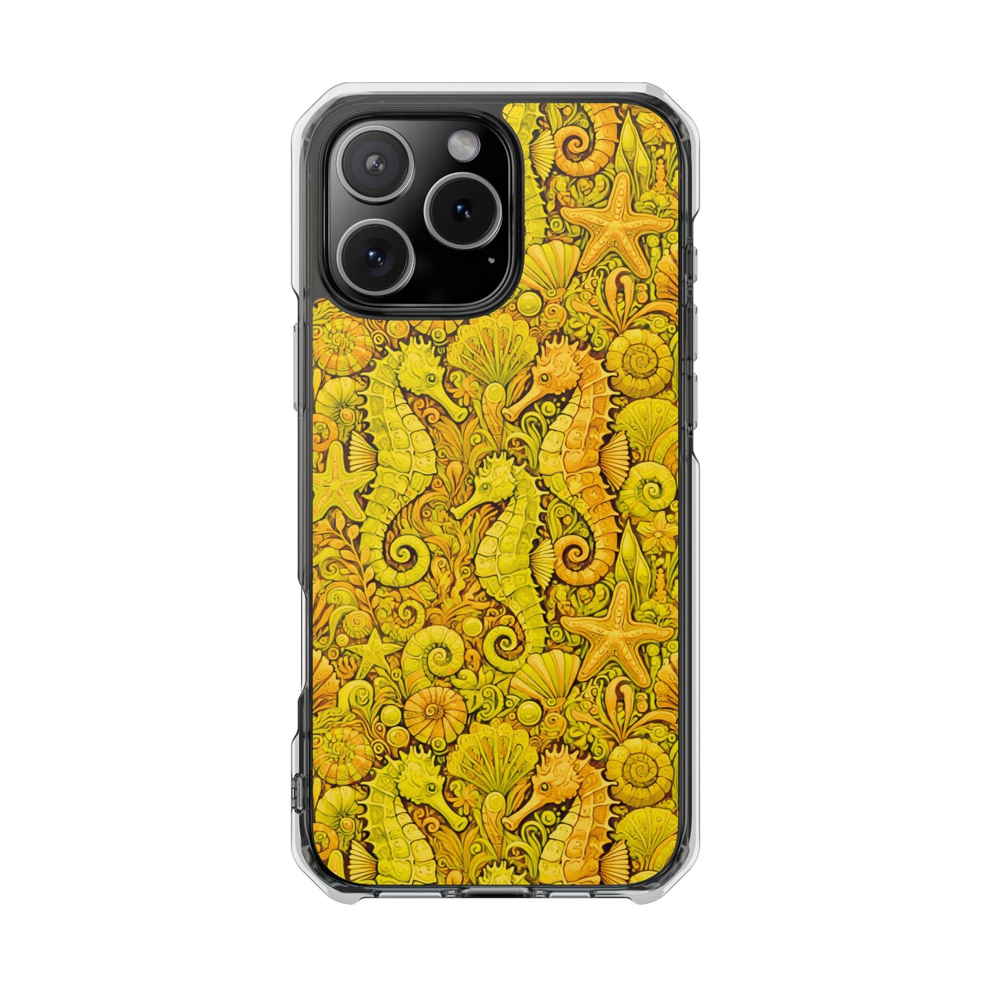 Seahorses/Yellow Magnetic Clear Phone Case, Many Models