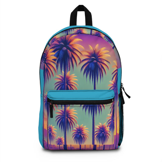 Tropical Backpack  / Sunset Palms, Turquoise