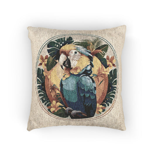 Woven Pillow, 17"W x 18"L ~ Rainforest Parrot