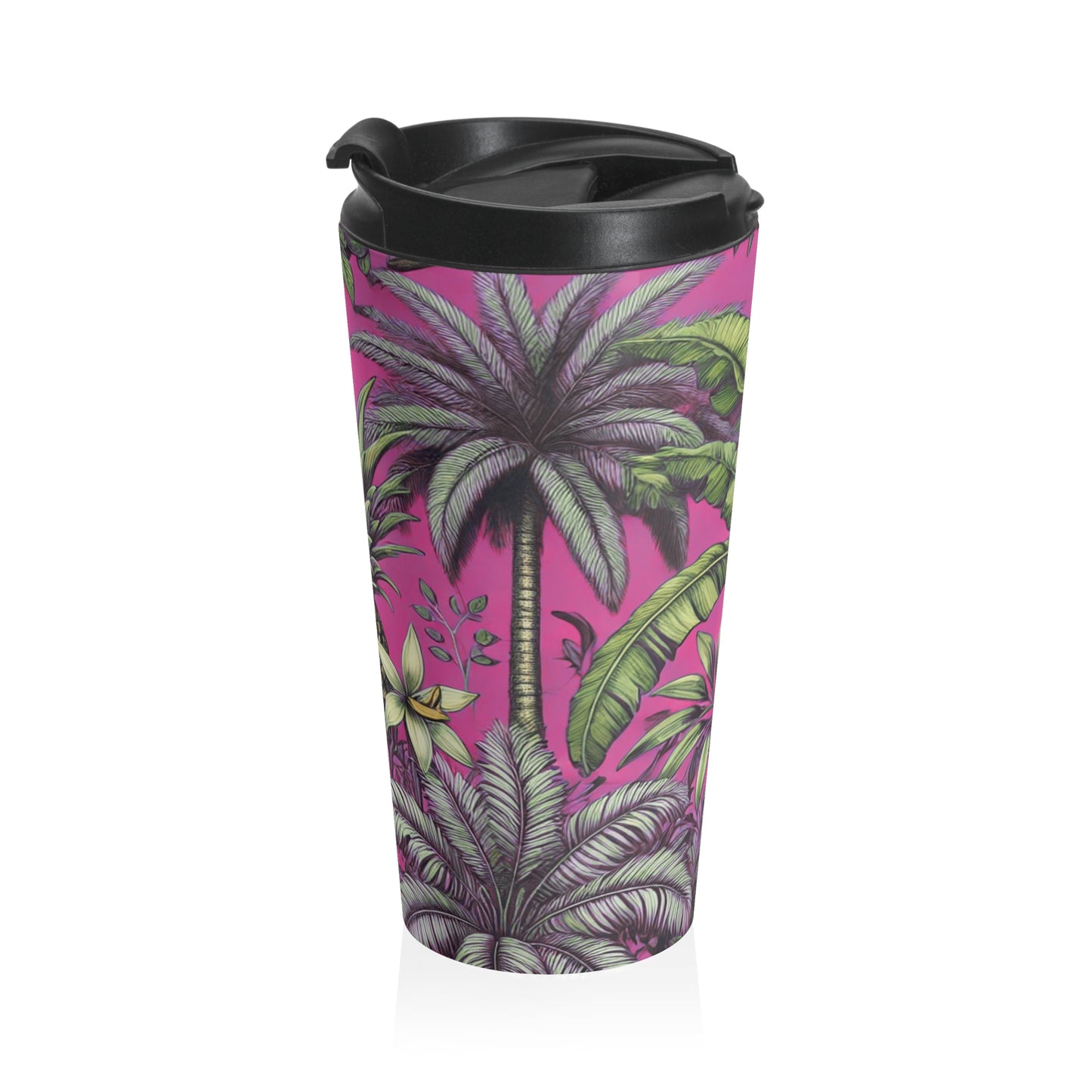 15 oz. Stainless Steel Travel Mug / Palms & More Fruit, Pnk