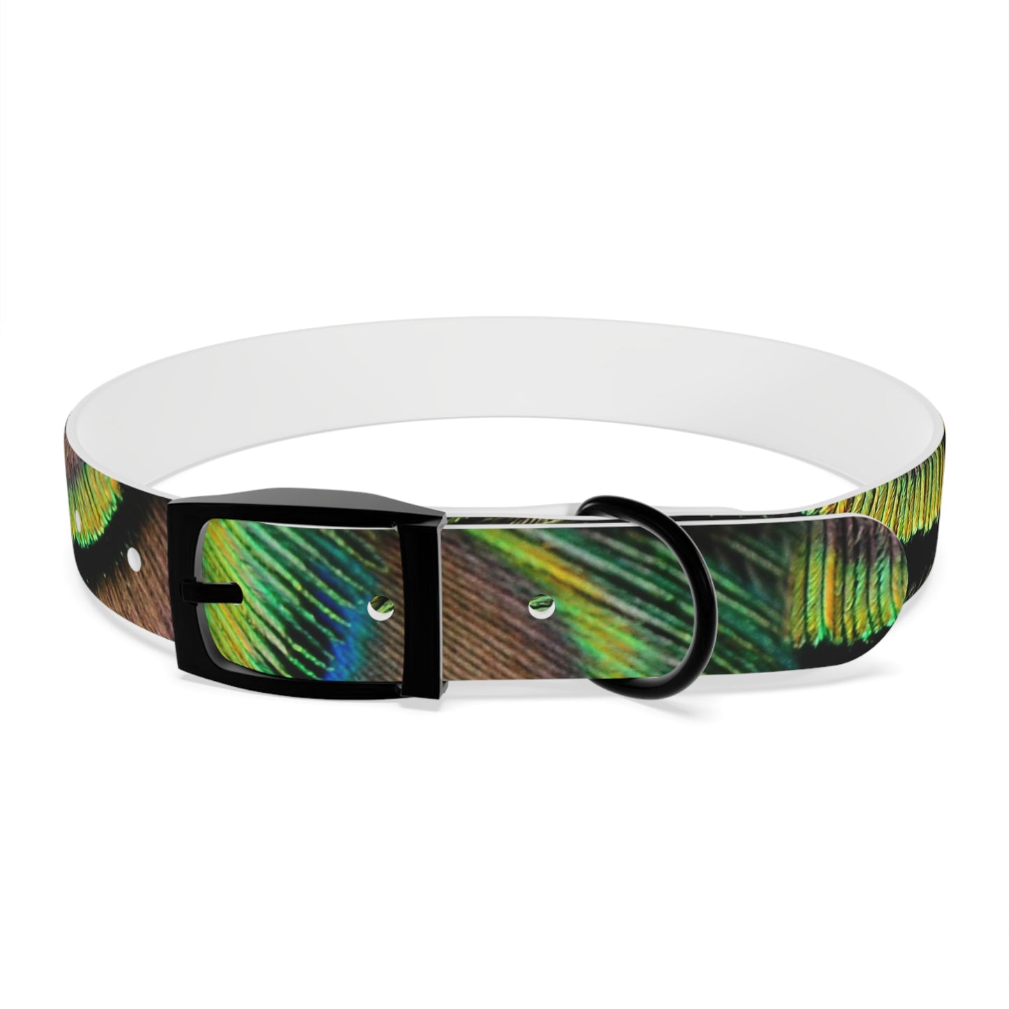 Dog Collar - Brilliant Green Peacock Feathers