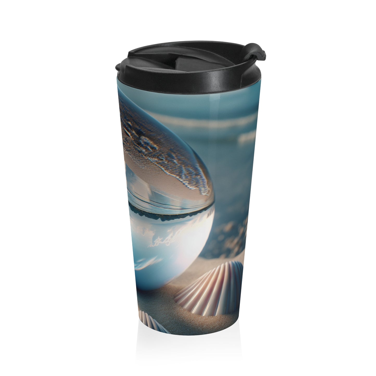 15 oz. Stainless Steel Travel Mug / Seashells & Crystal Ball