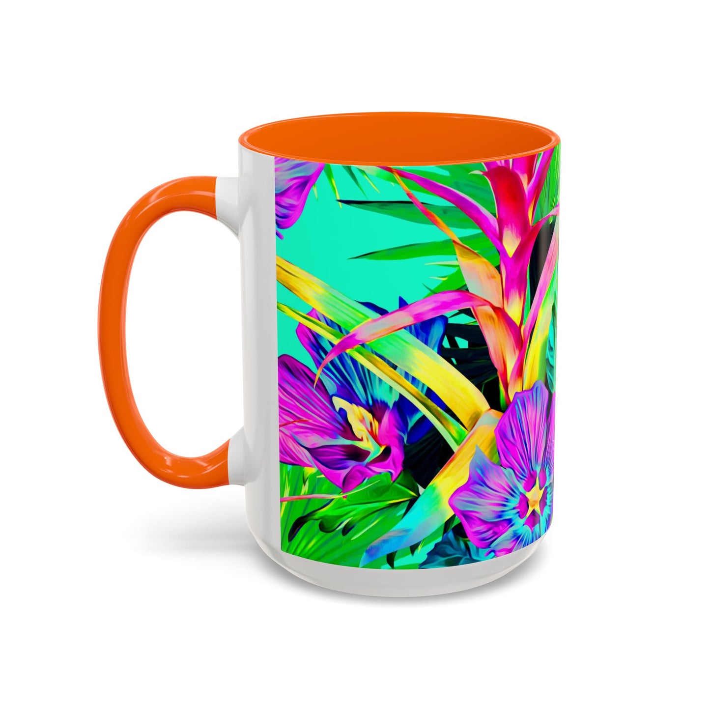 Accent Coffee Mug (11, 15oz), Plant Palooza, turquoise / Various Colors