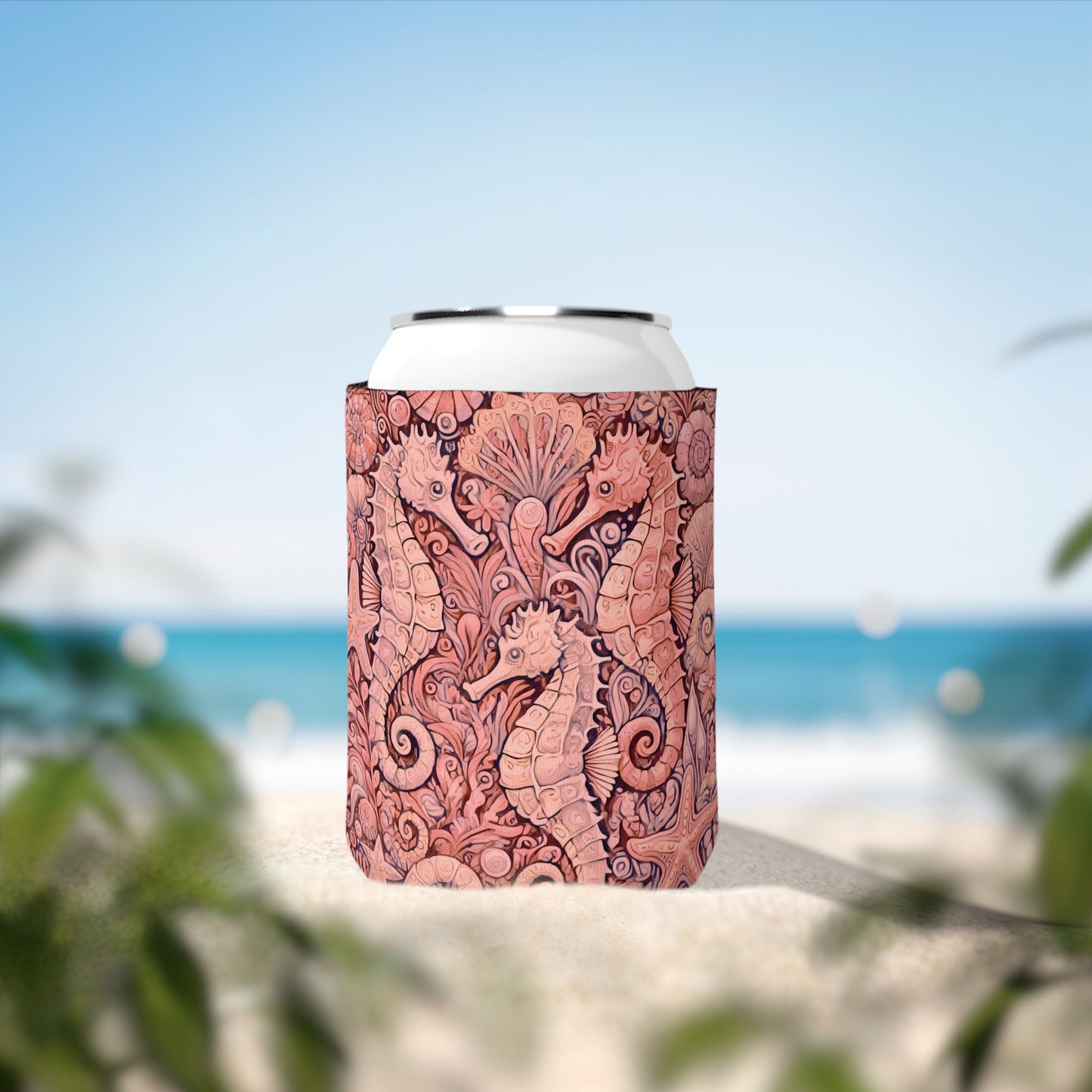 Seahorse Trio/Red Can Cooler Sleeve - Perfect for Outdoor Picnics