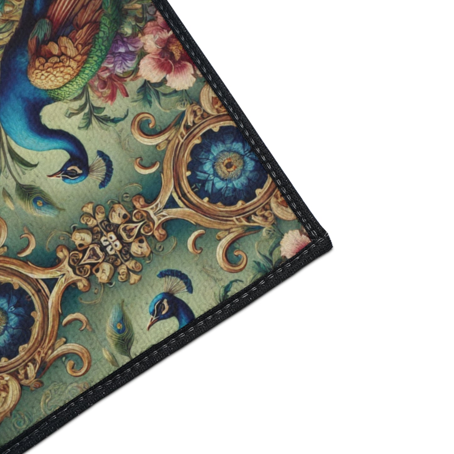 Heavy Duty Floor Mat, 5 Sizes – Tropical Area Rug for Home Décor / Kaleido Peacock Royals