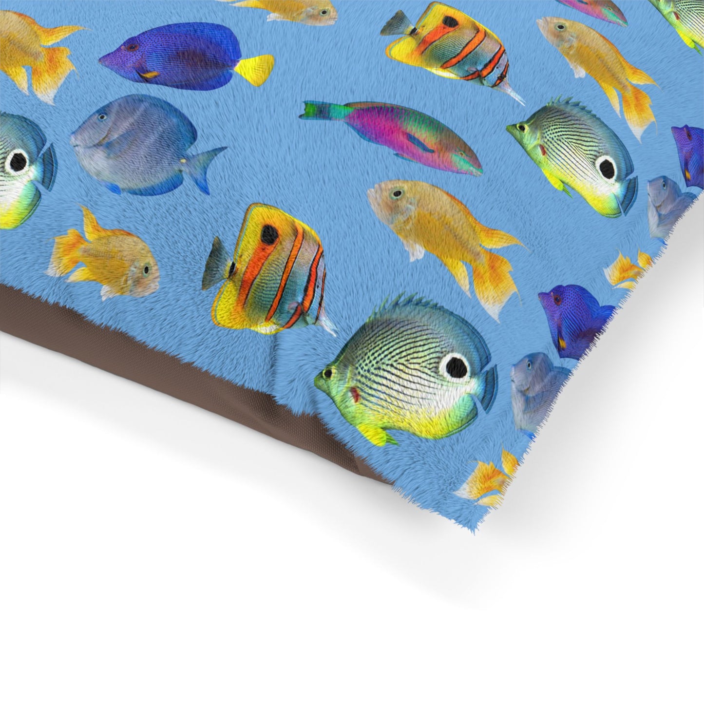Pet Bed - Cozy and Fun Dog or Cat Bed for Beach Lovers / School of Fish, Lt. Blue