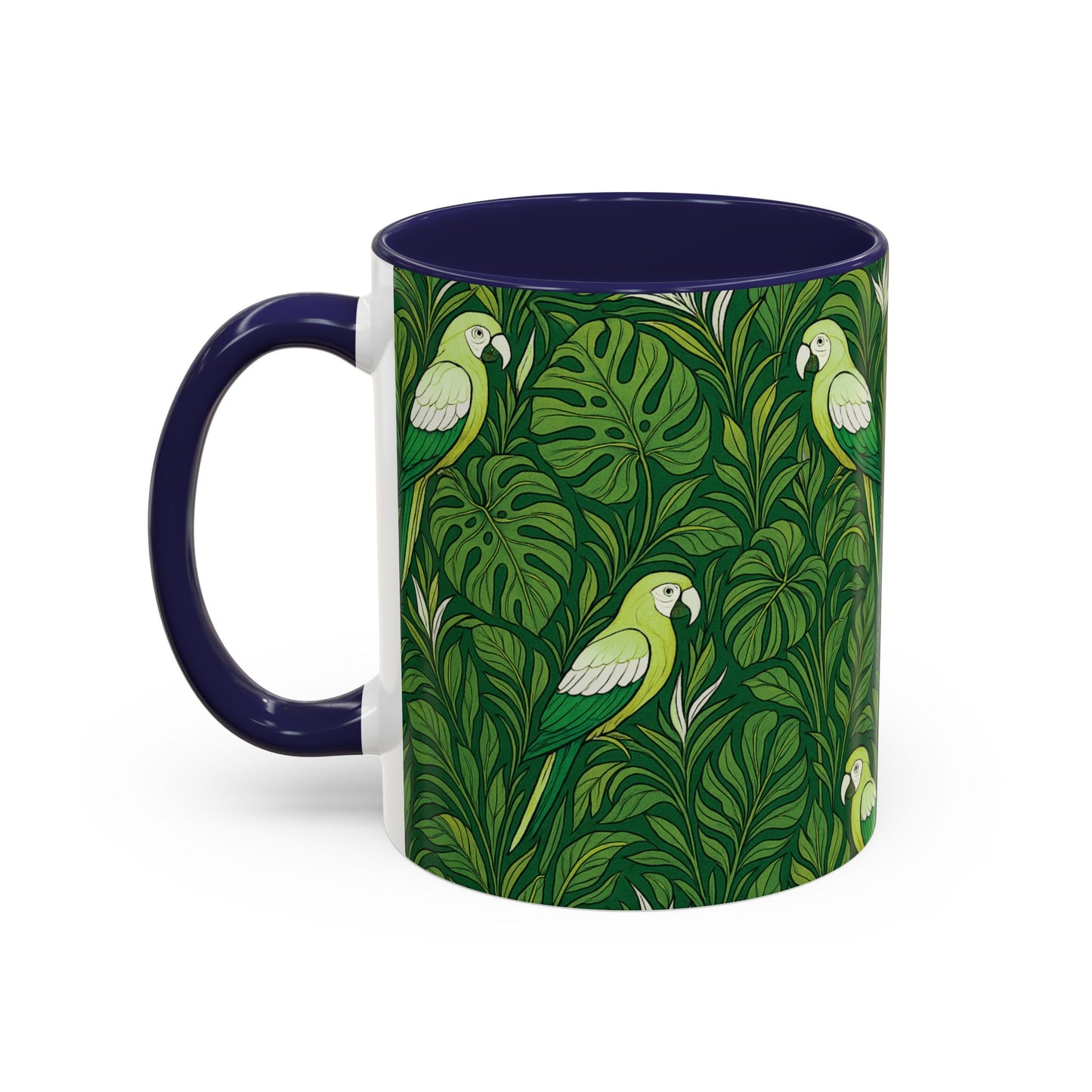 Accent Coffee Mug (11, 15oz), 8 Colors - Parrot Family, Lime