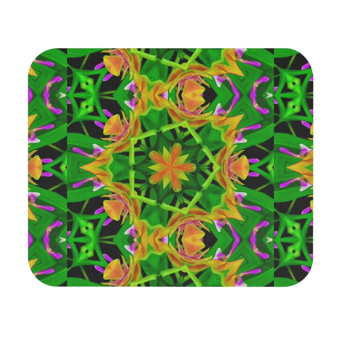 Mouse Pad (Rectangle) - Yellow Orchid Kaleidoscope