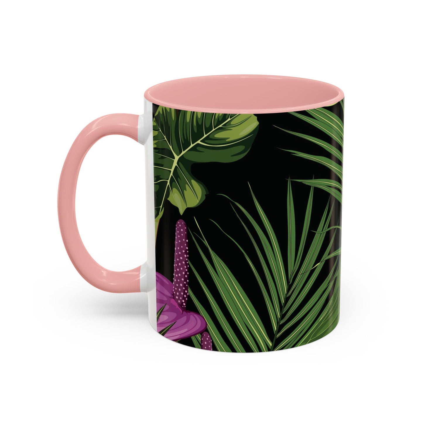 Accent Coffee Mug - Fun Tropical Drinkware for Flower Vibes /Anthurium and Palm