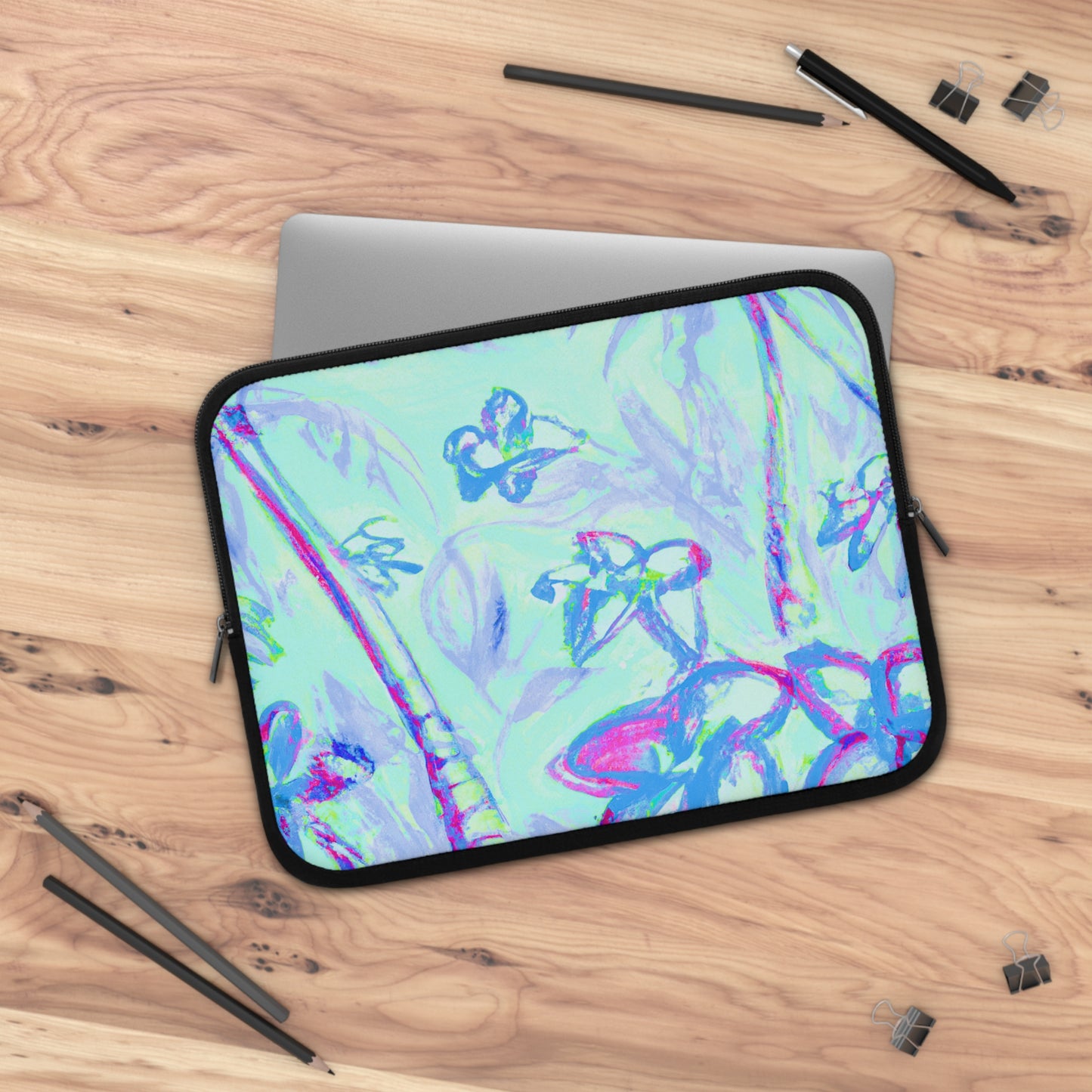 Tropical Laptop Sleeve, 5 Sizes - Perfect for Beach Lovers & Students / Tropical Doodles, Blue