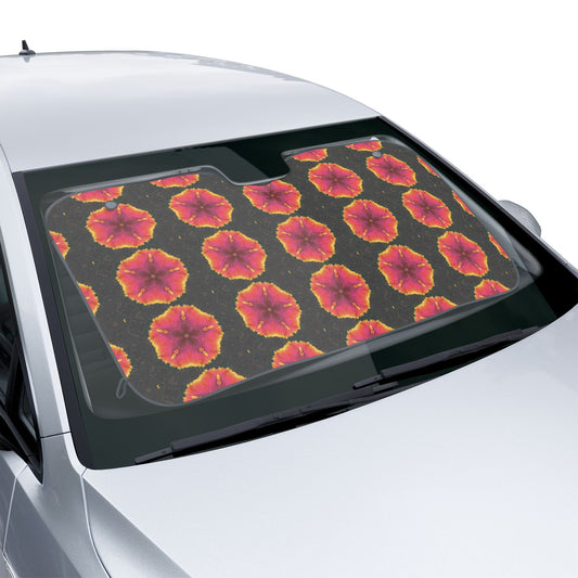 Tropical Car Sun Shades / Red Hibiscus Kaleidoscope