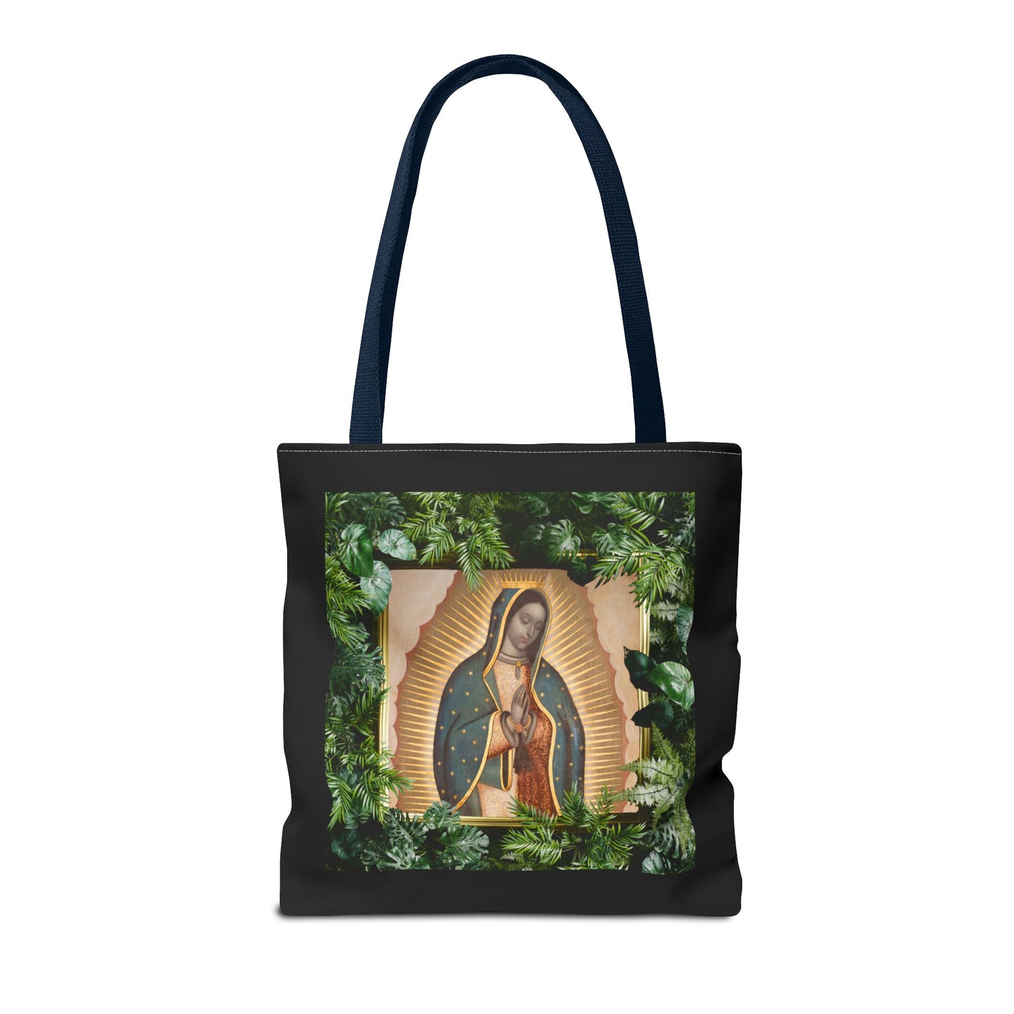 Religious Our Lady of Guadalupe Tropical Tote Bag/Black - 3 Sizes