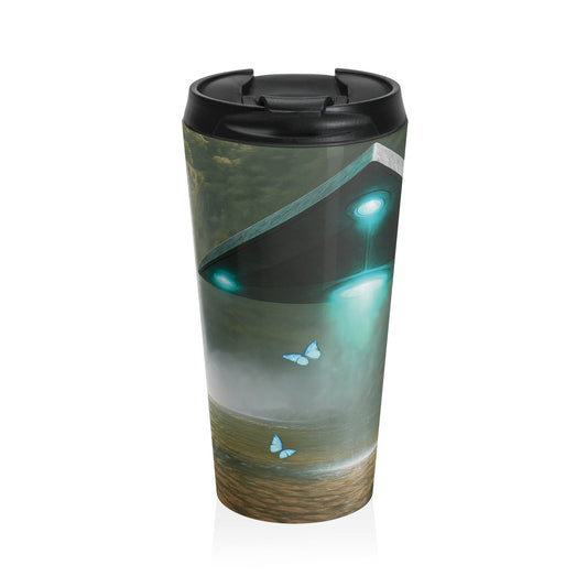 15 oz. Stainless Steel Travel Mug / UFO & Waterfall