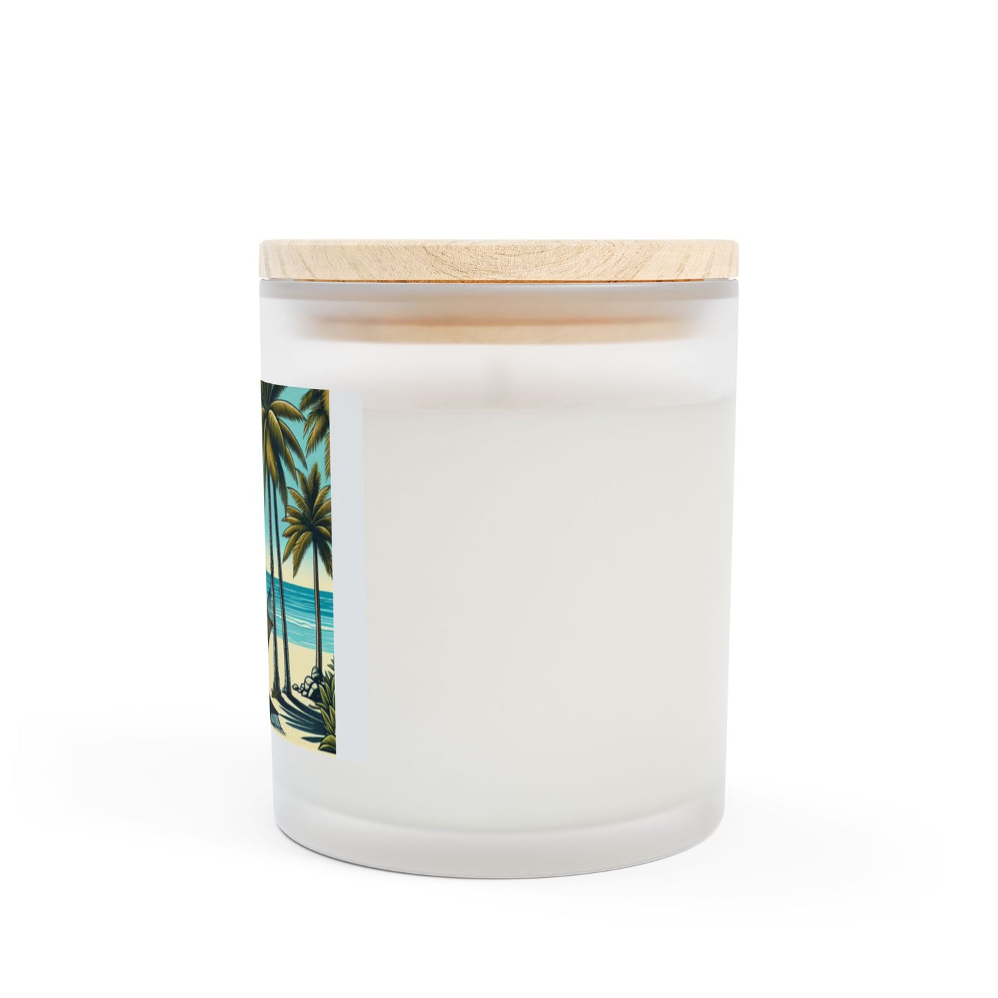 Frosted Glass Candle, 11oz, Hammock on the Beach, Teal