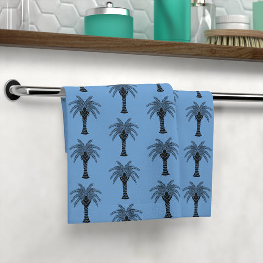 Face Towel - Stylized Palm light blue