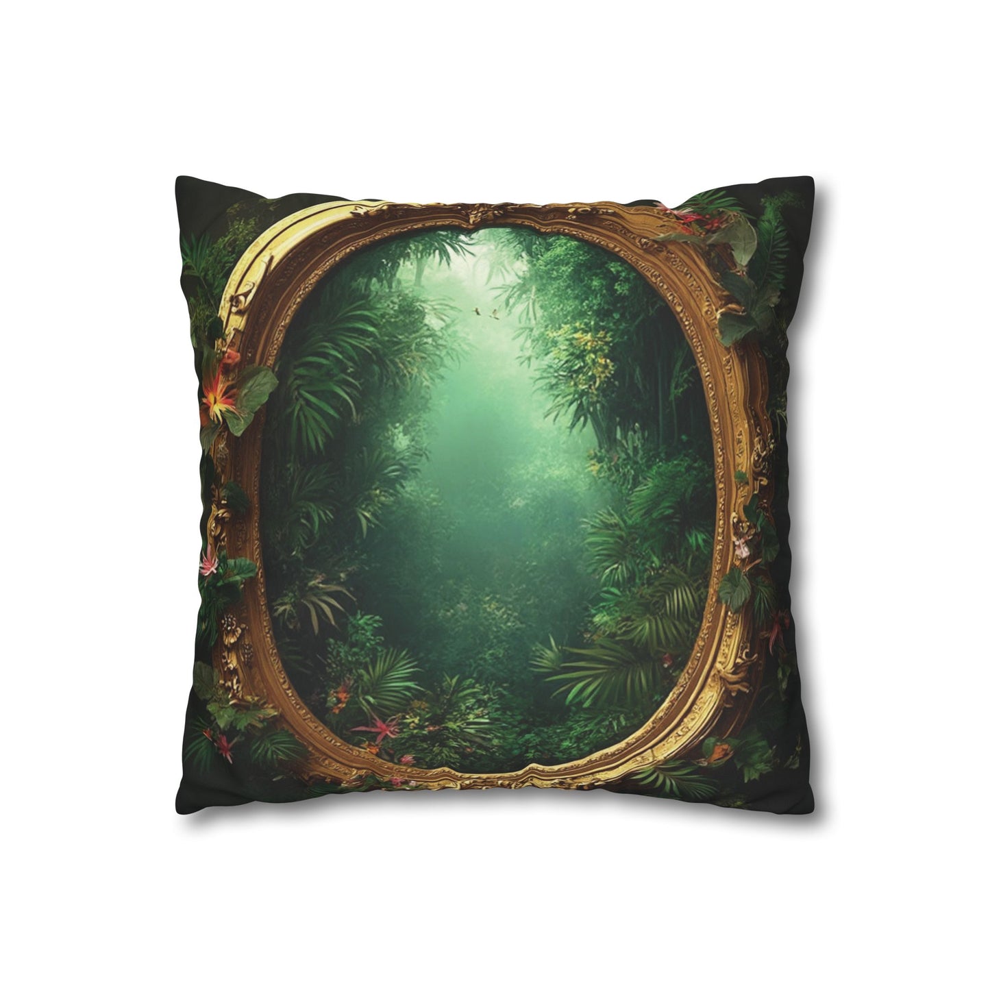 Faux Suede Square Pillowcase - Golden Portal to Paradise