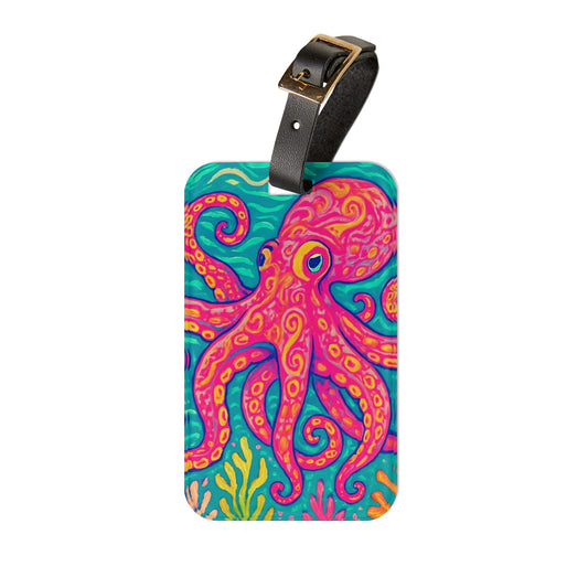 Luggage Tag - Octopus Kraken Joe, Red