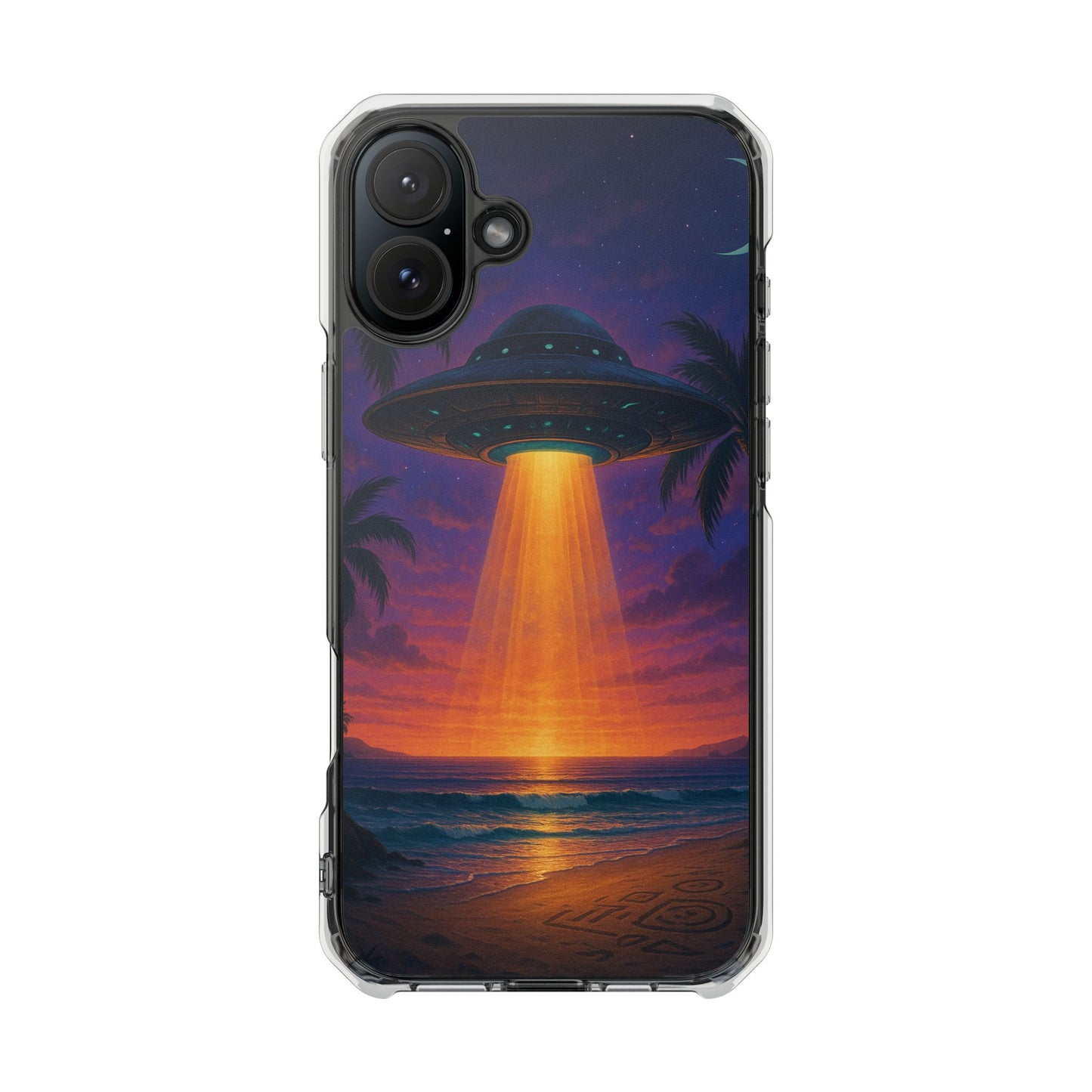 Beach UFO at Night Magnetic Clear Phone Case, Many Models