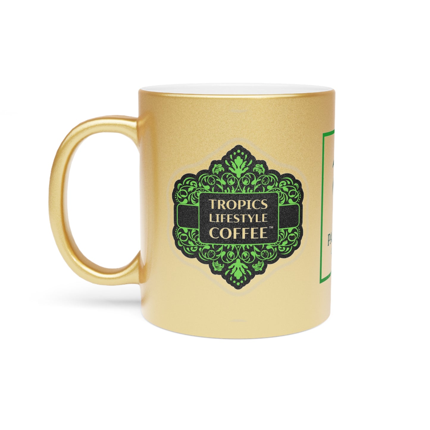 Tropical Lifestyle Coffee Metallic Mug, W/ Club - Elegant Coffee Cup, Chic Gift, Coffee Lover's Essentials
