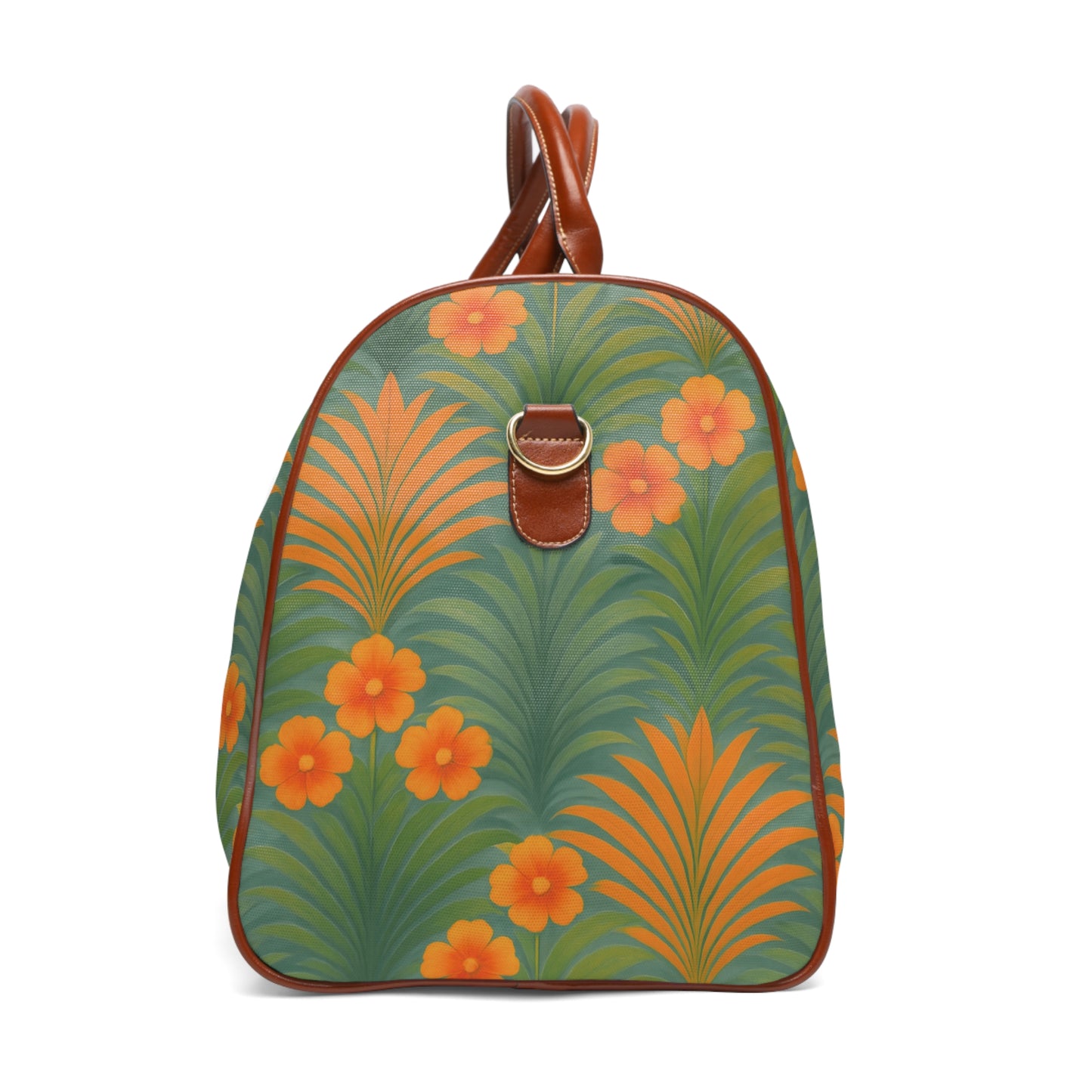 Tropical Waterproof Travel Bag - Perfect for Beach Getaways / Sunrise Palms, Orange