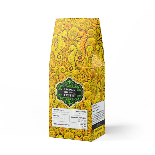Beach Sunrise Blend™ (Light Roast) Specialty Grade Craft Coffee / Seahorse Trio, Yellow