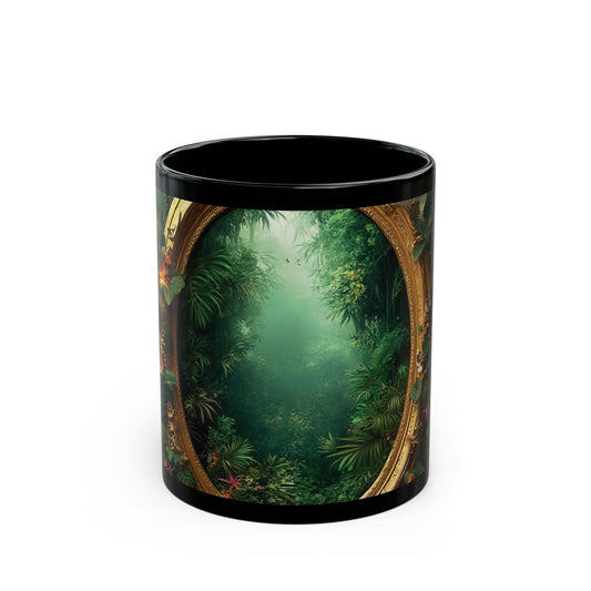 Black Coffee Mug - Golden Portal to Paradise, Macro